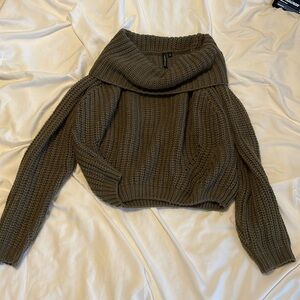 Green cowl neck sweater